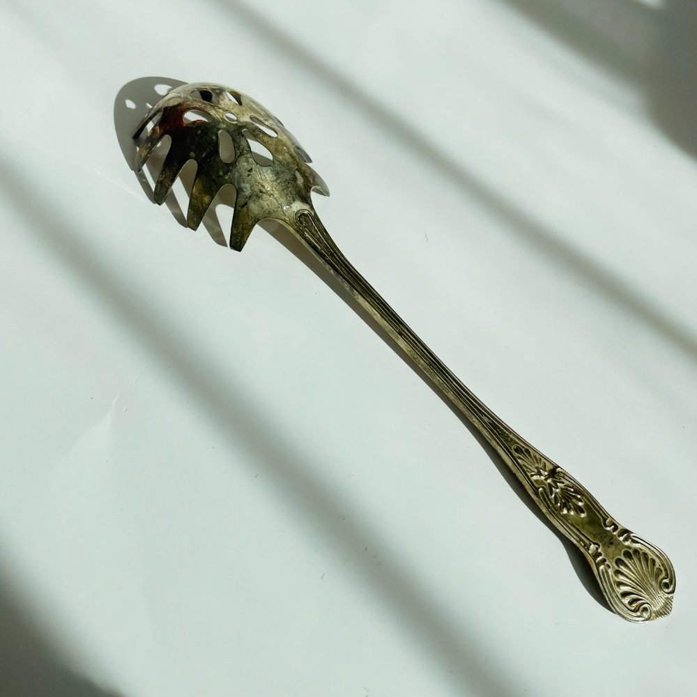 Vintage EPNS England Sheffield King Silverplate Serving Utensils Pasta Spoon - Picture 5 of 7